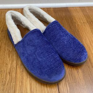 Vionic Clare Slippers Womens 10 Blue Faux Fur Slip On Shoes Comfort Lounge
